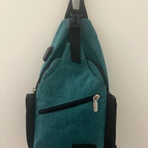 Teal Sling Bag With Charger Port